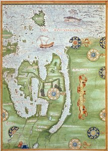 Fol.10v「スカンジナビアとロシア北部」の地図、「宇宙飛行士ユニバーセル」、1555年